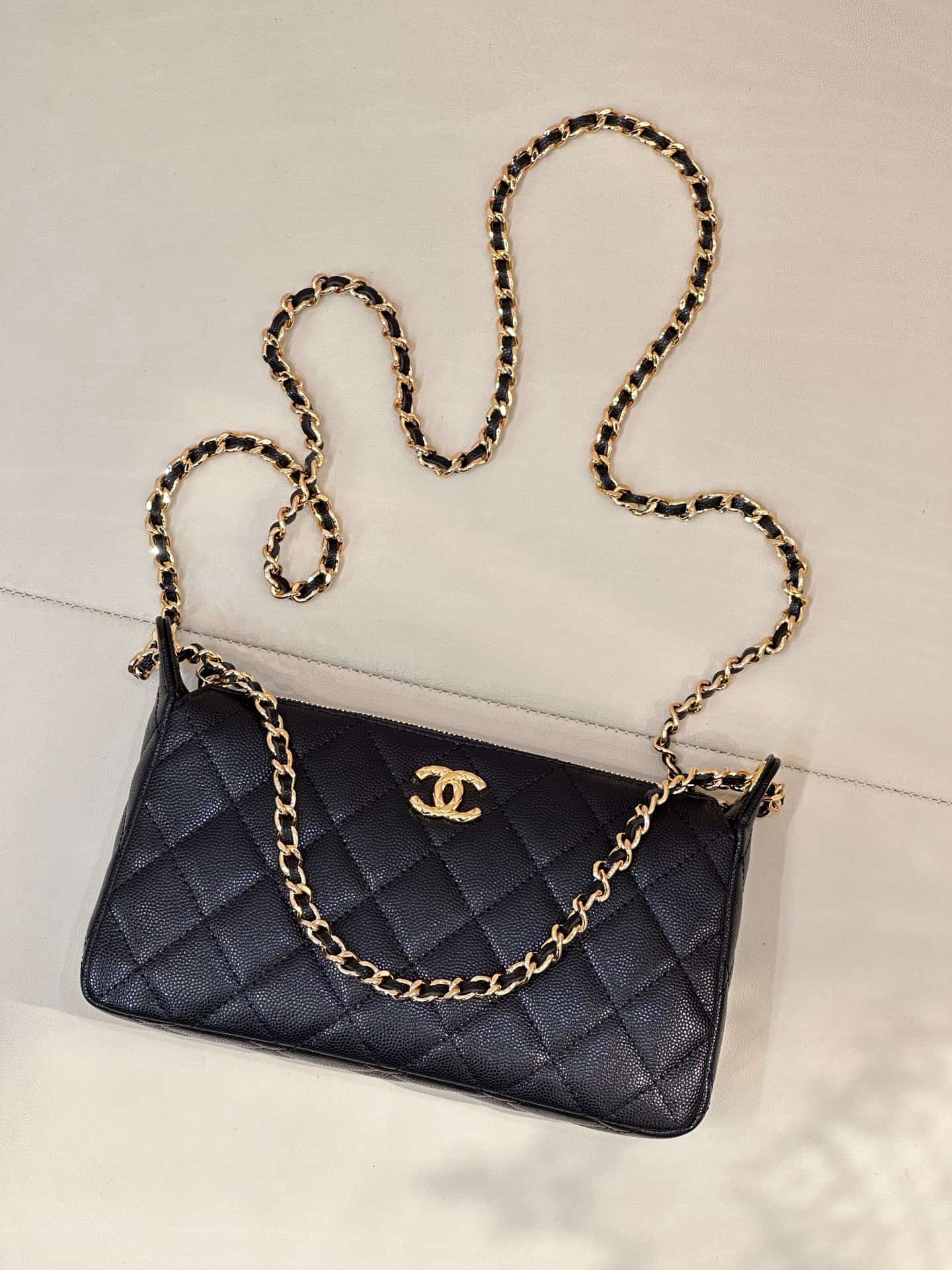 Chanel Hobo Bag Grained Calfskin & Gold-tone Metal Black AP5023 TOP