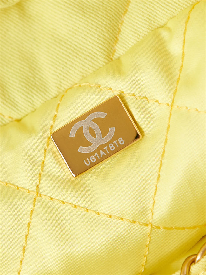 Chanel 22 MINI HANDBAG Canvas & Gold-Tone Metal Yellow AS3980 A