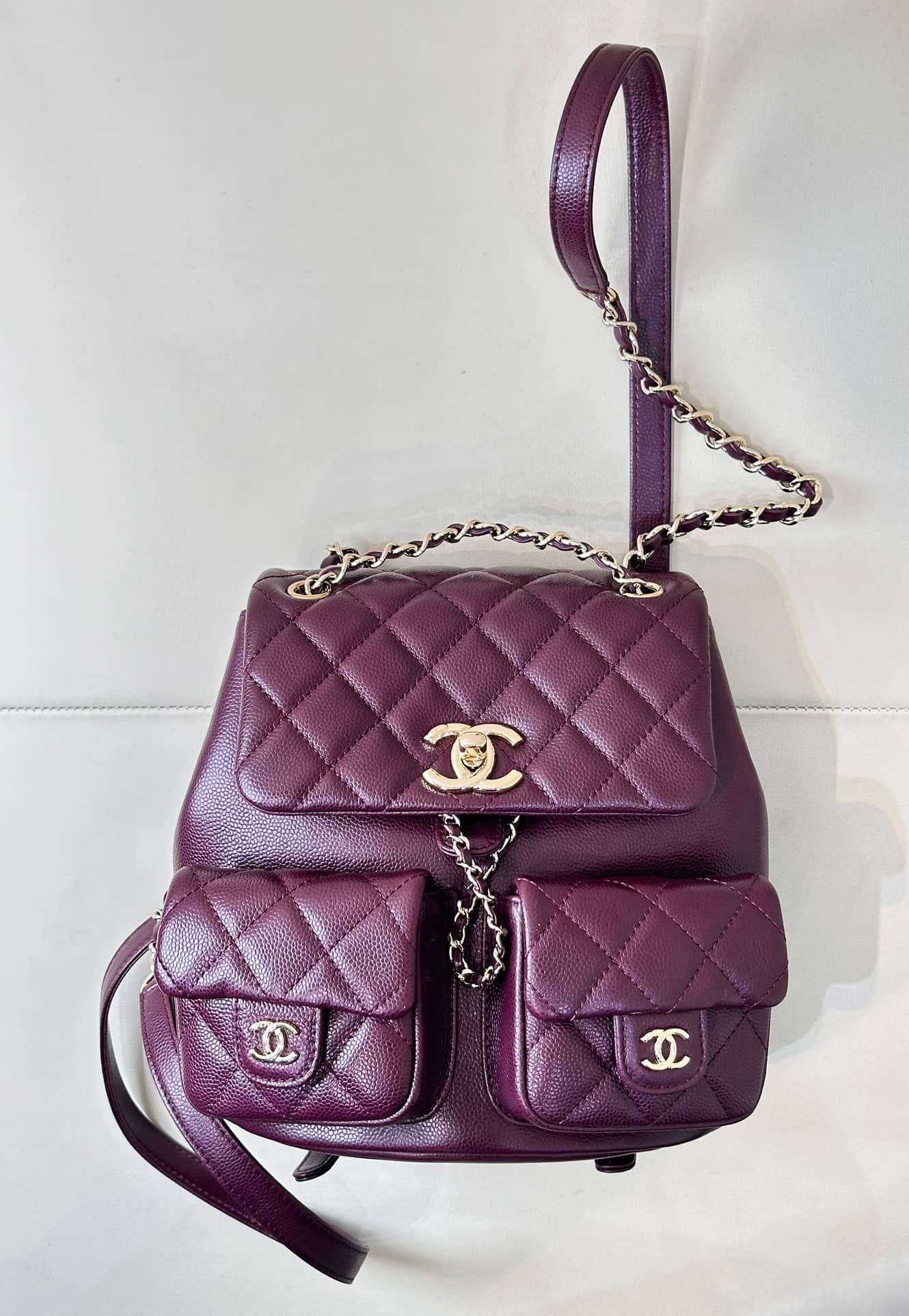 Chanel BACKPACK AS3860 Grained Shiny Calfskin & Gold-Tone Metal Claret TOP