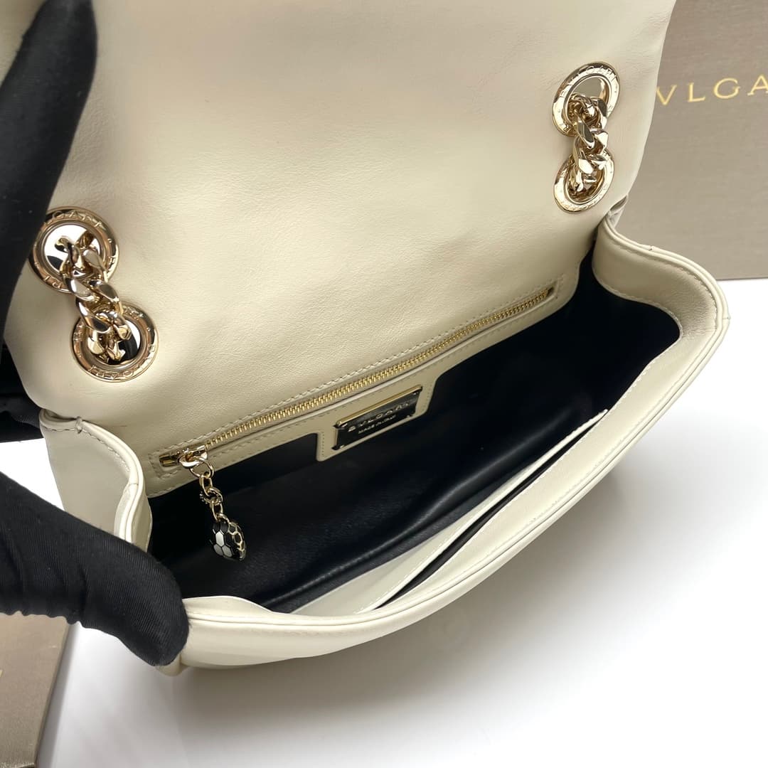 Bulgari Serpenti Cabochon Crossbody Bag in white leather high