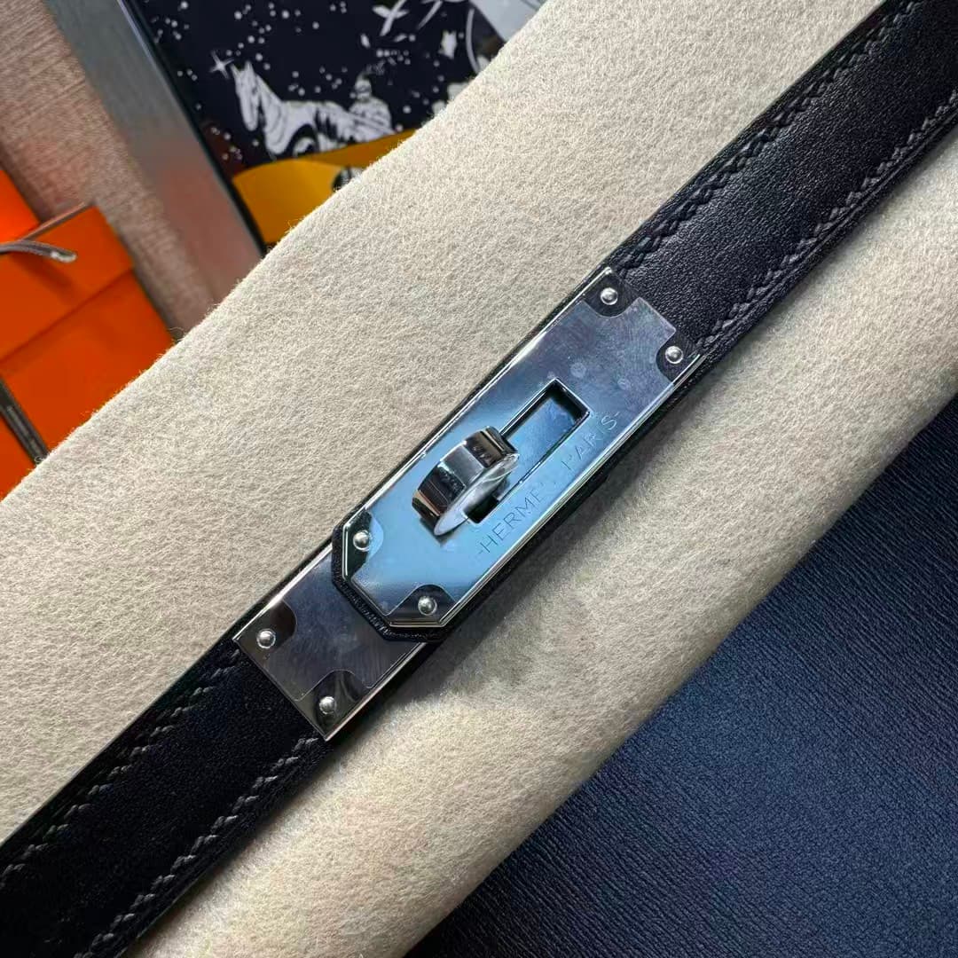 Hermes Kelly 25/28/32cm Retourne Bag Box Leather In Black WAX High Customizing style