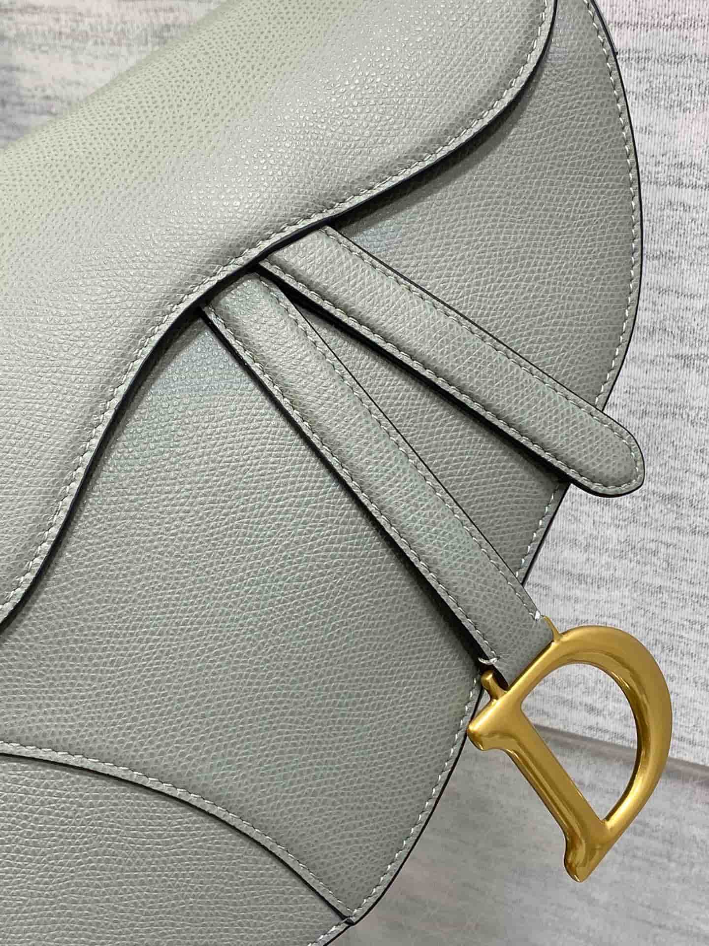 SADDLE BAG Grained Calfskin Grey High