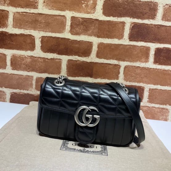 GG Marmont mini New matelassé shoulder bag 446744 Black High