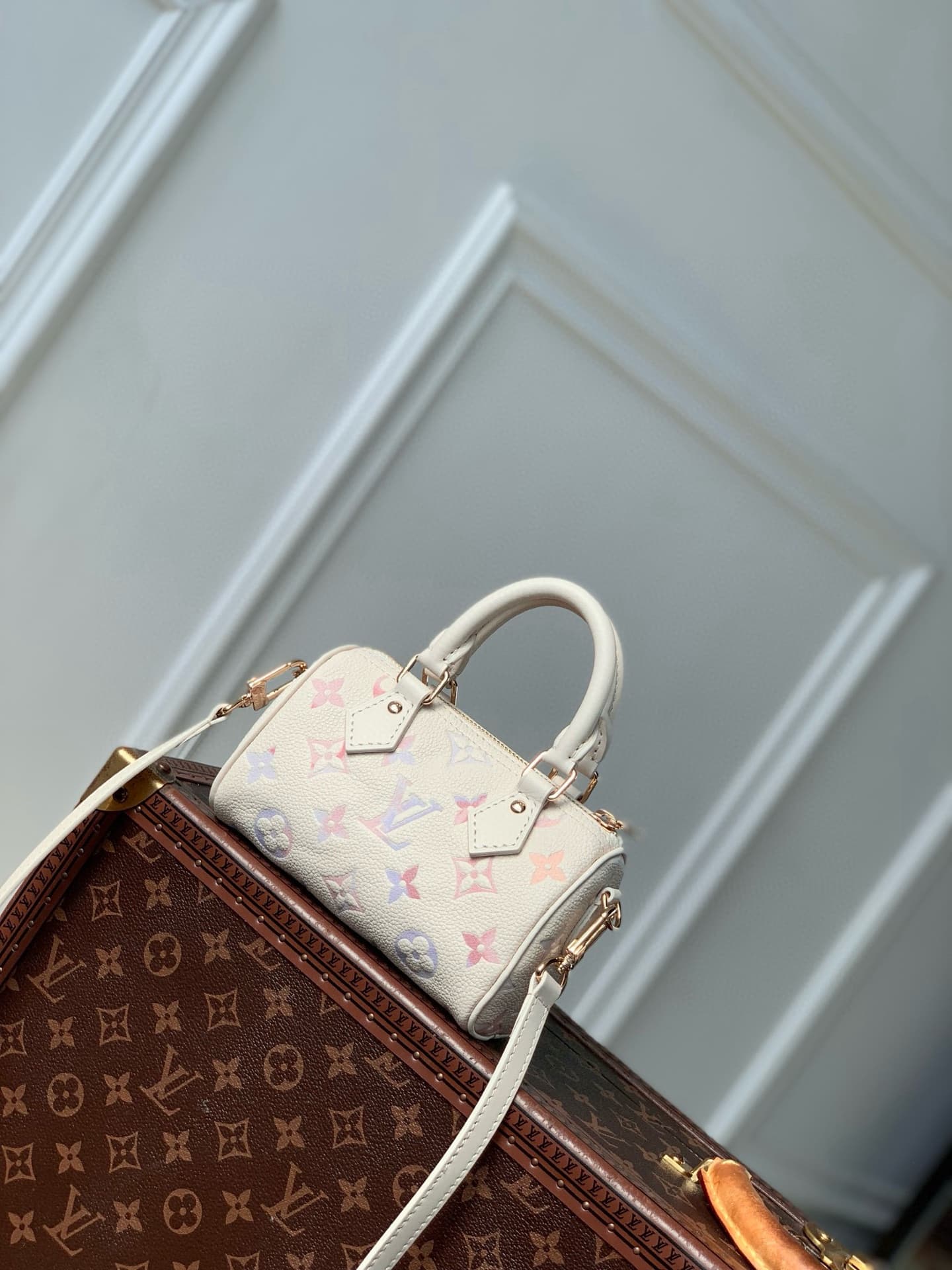 Louis Vuitton Nano Speedy Embossed grained cowhide leather M25591 Dream Beige High