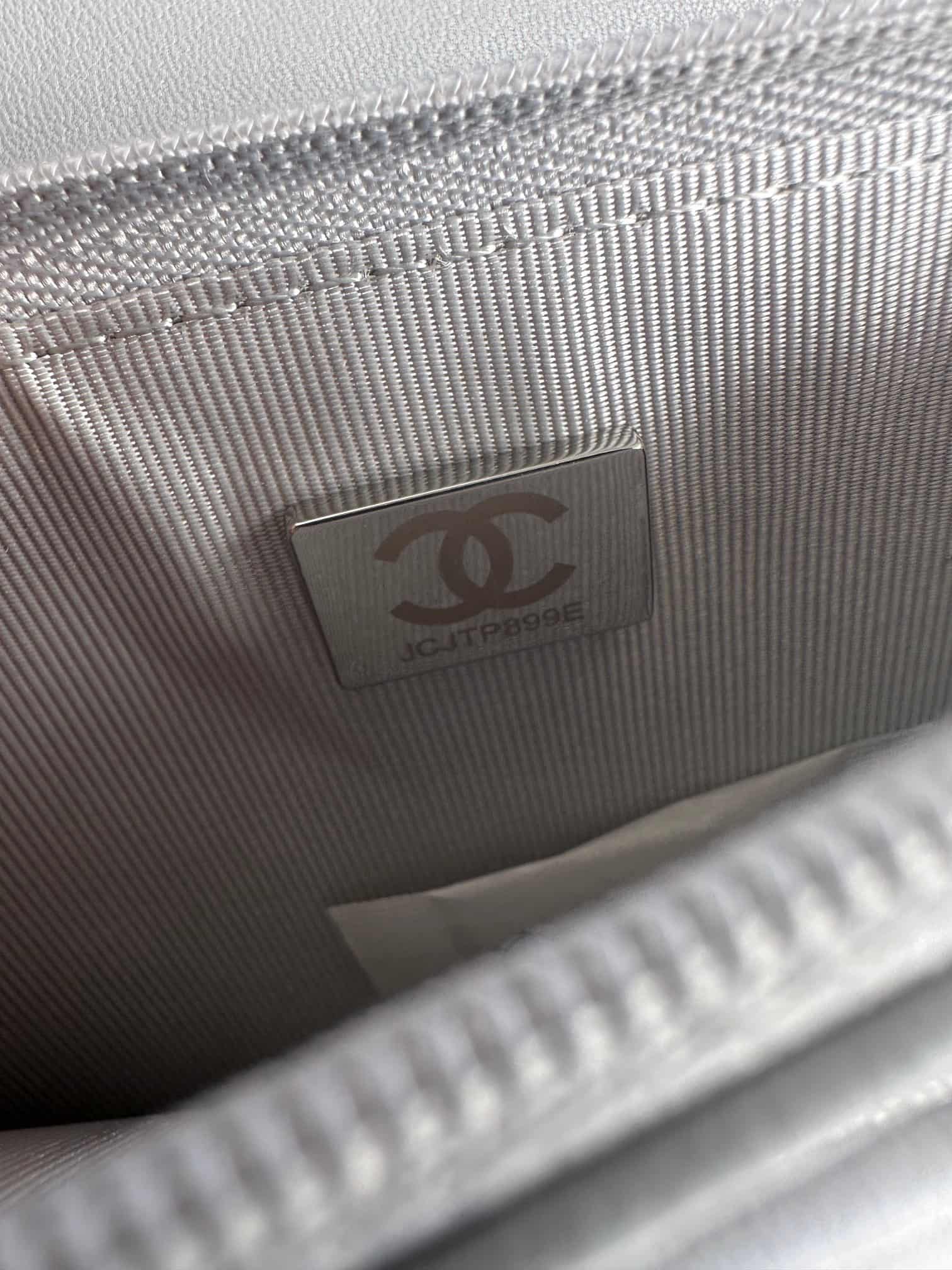 Chanel Wallet on Chain Lambskin Leather & Silver-Tone Metal Grey AP0957 A