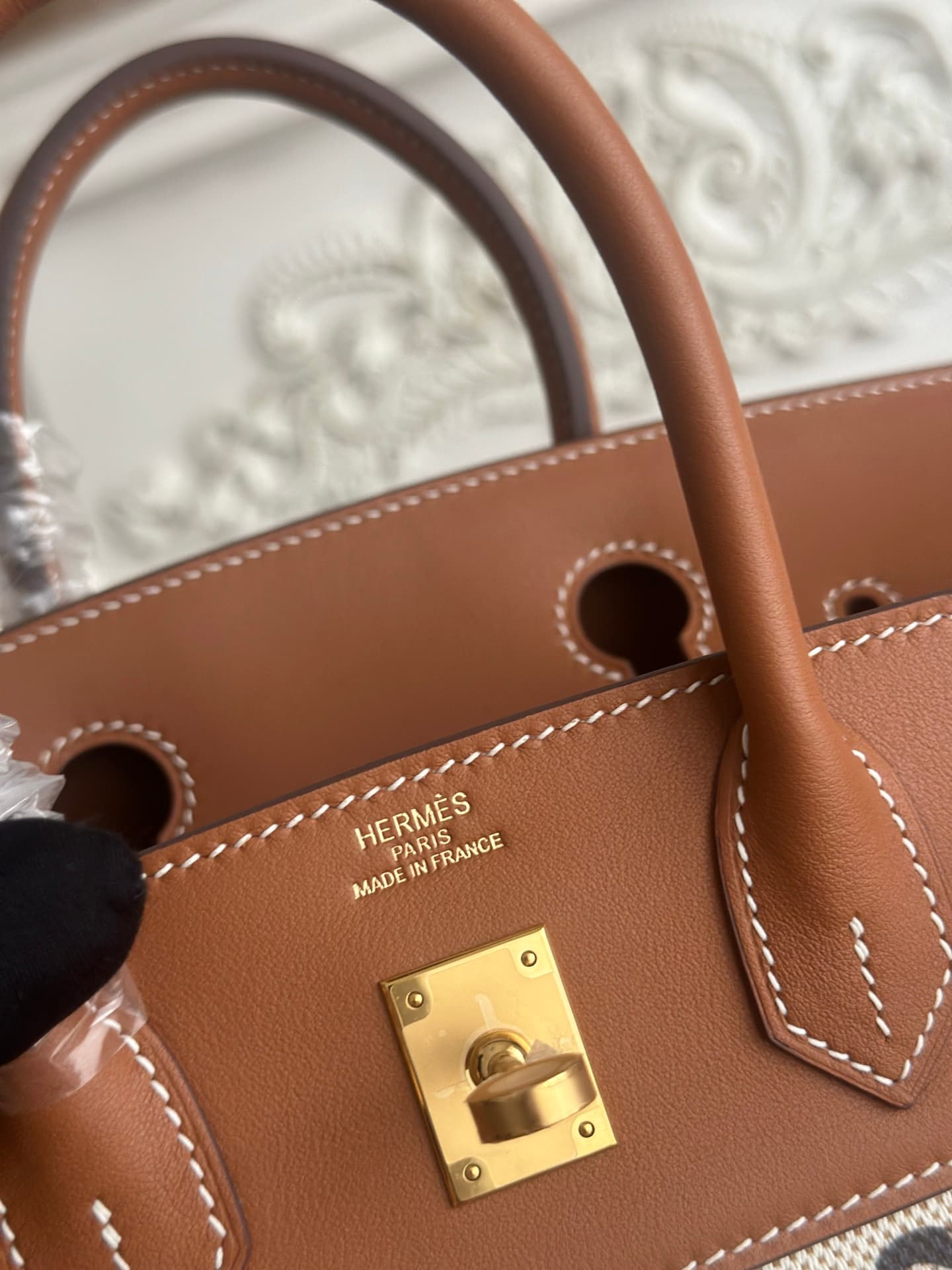 Hermes Birkin 25/30 Bag Canvas & Swift Leather WAX High