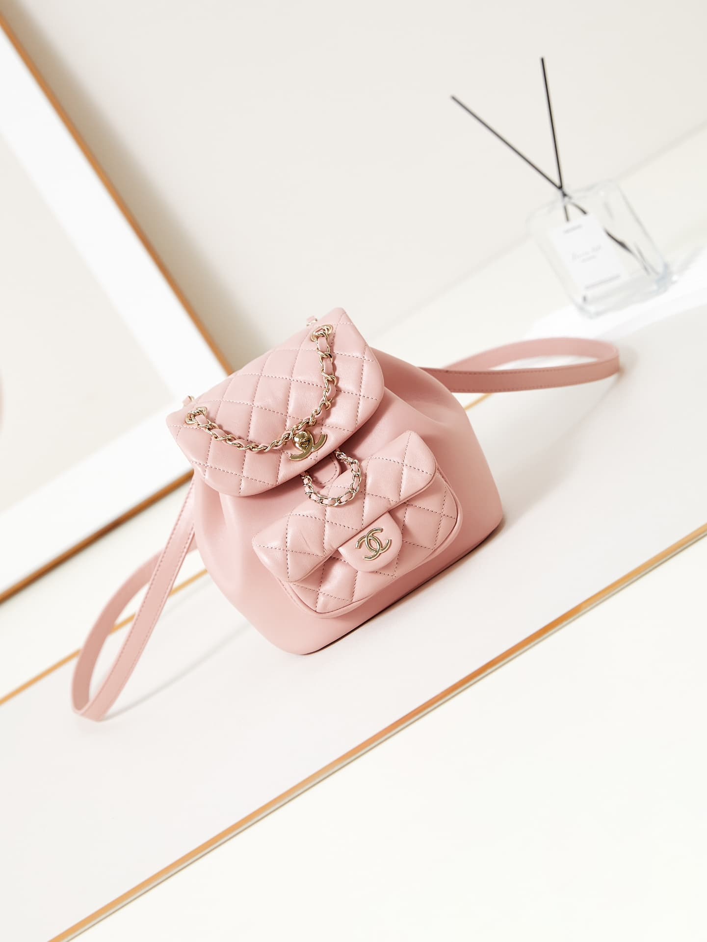 Chanel Small Quilted Duma Backpack Lambskin AS2908 Pink A