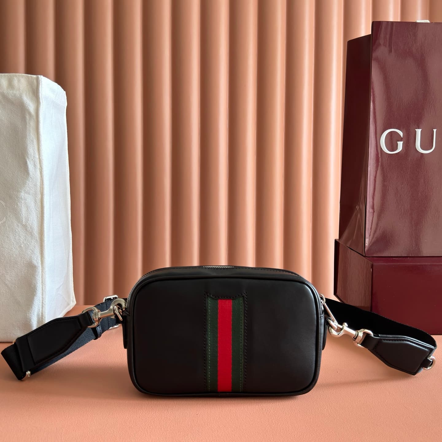 Gucci Web Trademark mini bag Black soft leather ‎867268 High