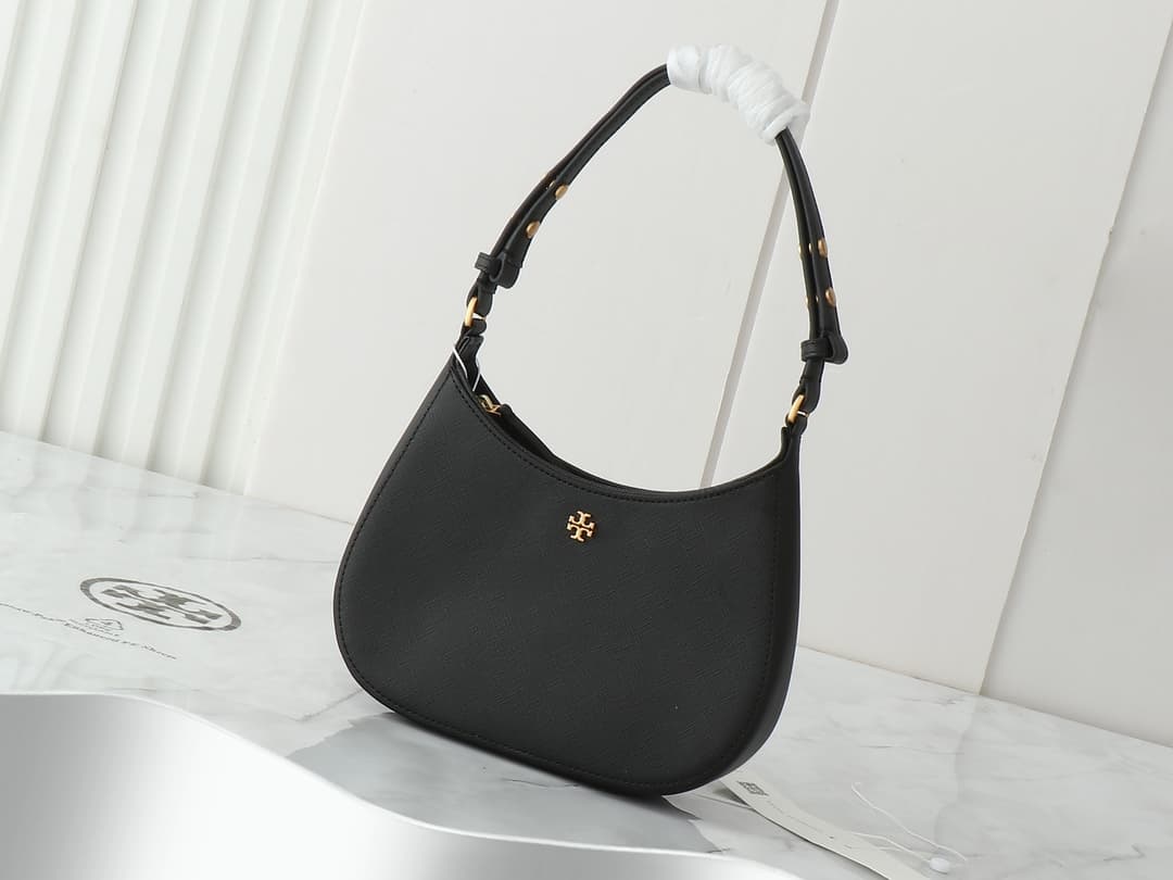 Tory Burch Emerson Small Patent Zip Shoulder Bag in Black High