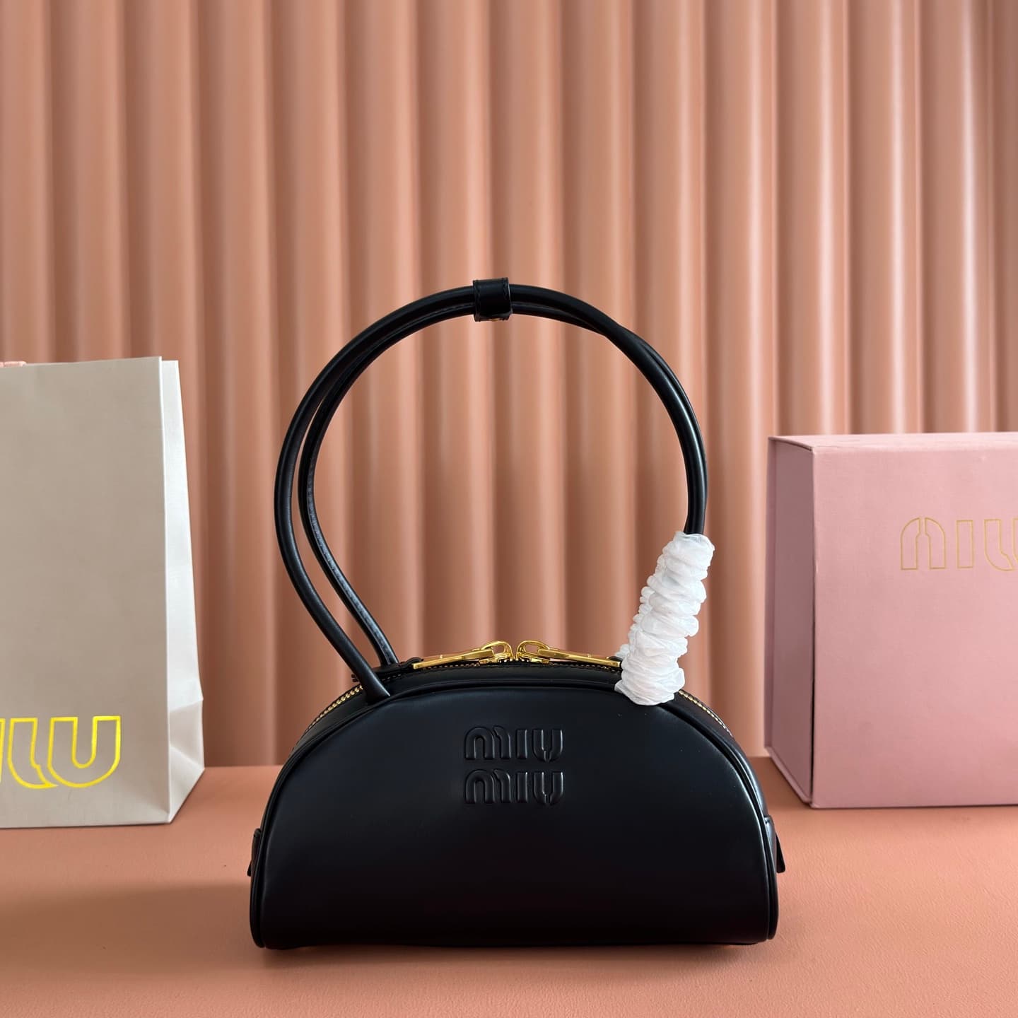 Miu Miu Black Beau Leather Bag 5BB192 High