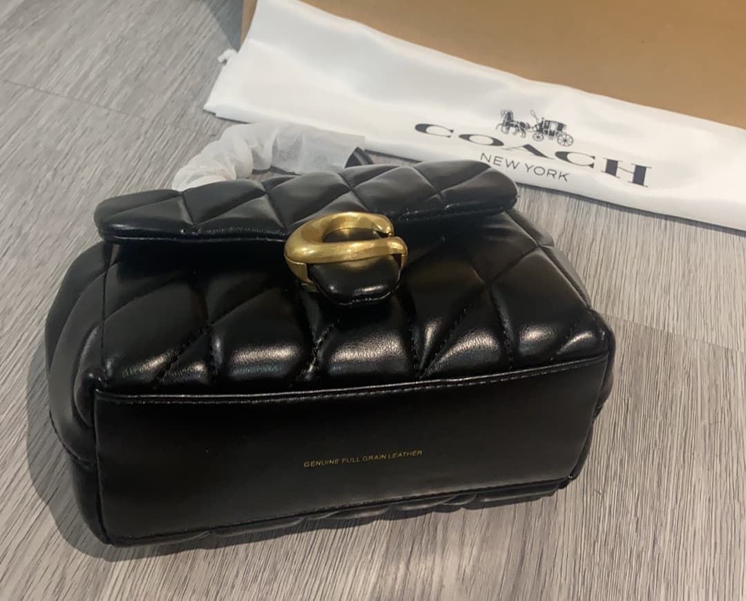 COACH Tabby Top Handle Bag With Quilting Black High