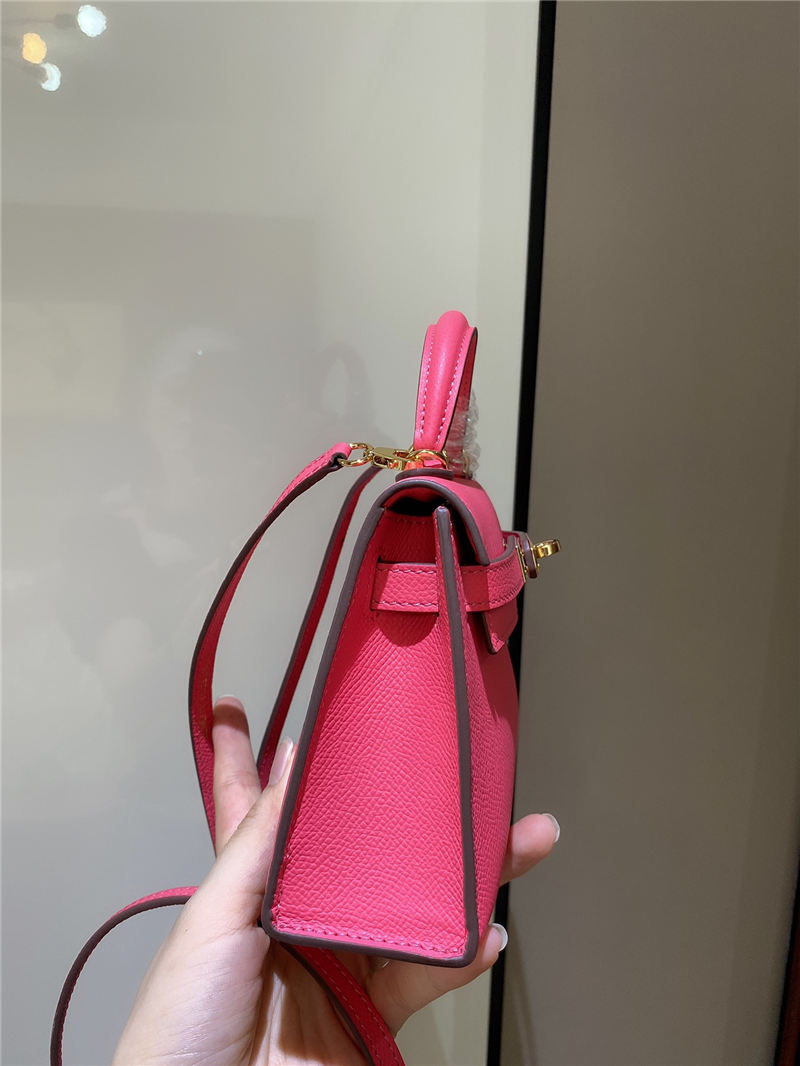 Hermes Kelly Mini II Bag Epsom Leather In Rose eLipstick CTN High