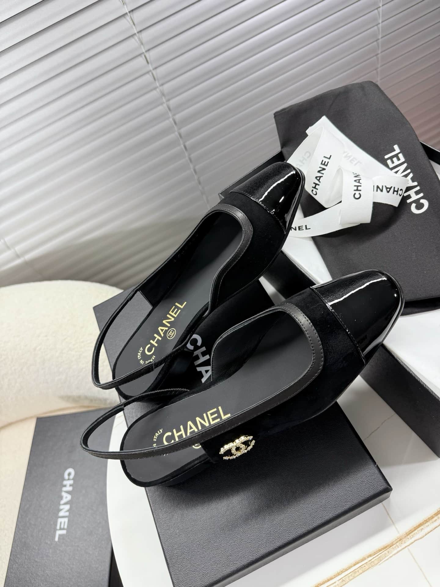 Chanel Interlocking CC Logo Leather Mules Shoes Women