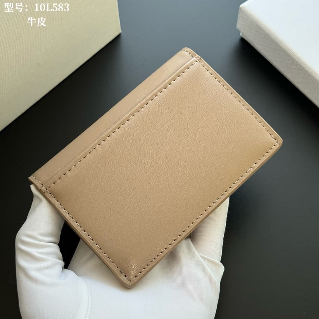 Celine Triomphe Flap Card Holder in shiny Beige calfskin High