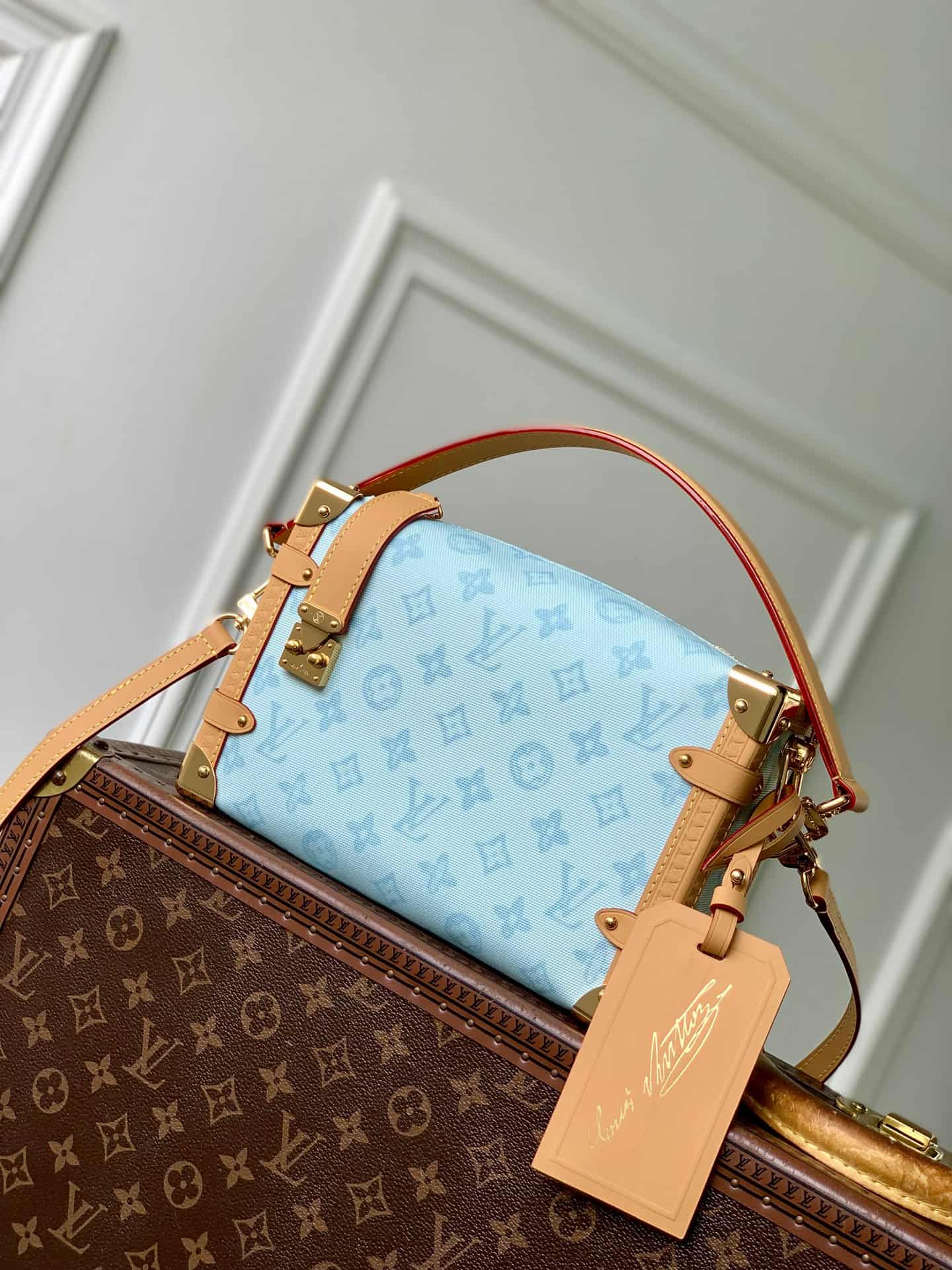 Louis Vuitton Side Trunk MM Monogram Origine Bleu Courrier Coated canvas M27891 TOP