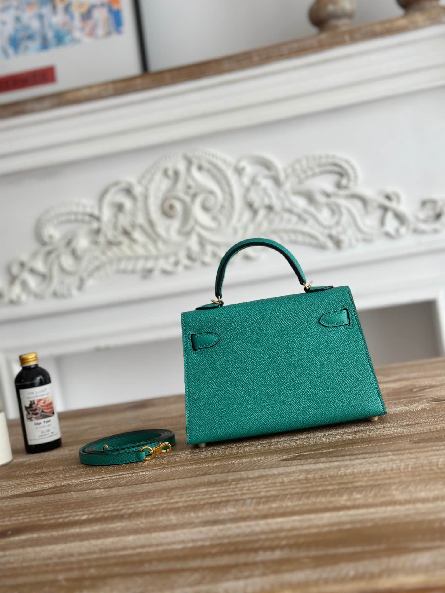 Hermes Kelly Mini II Bag Epsom Leather WAX Vert Veronese High
