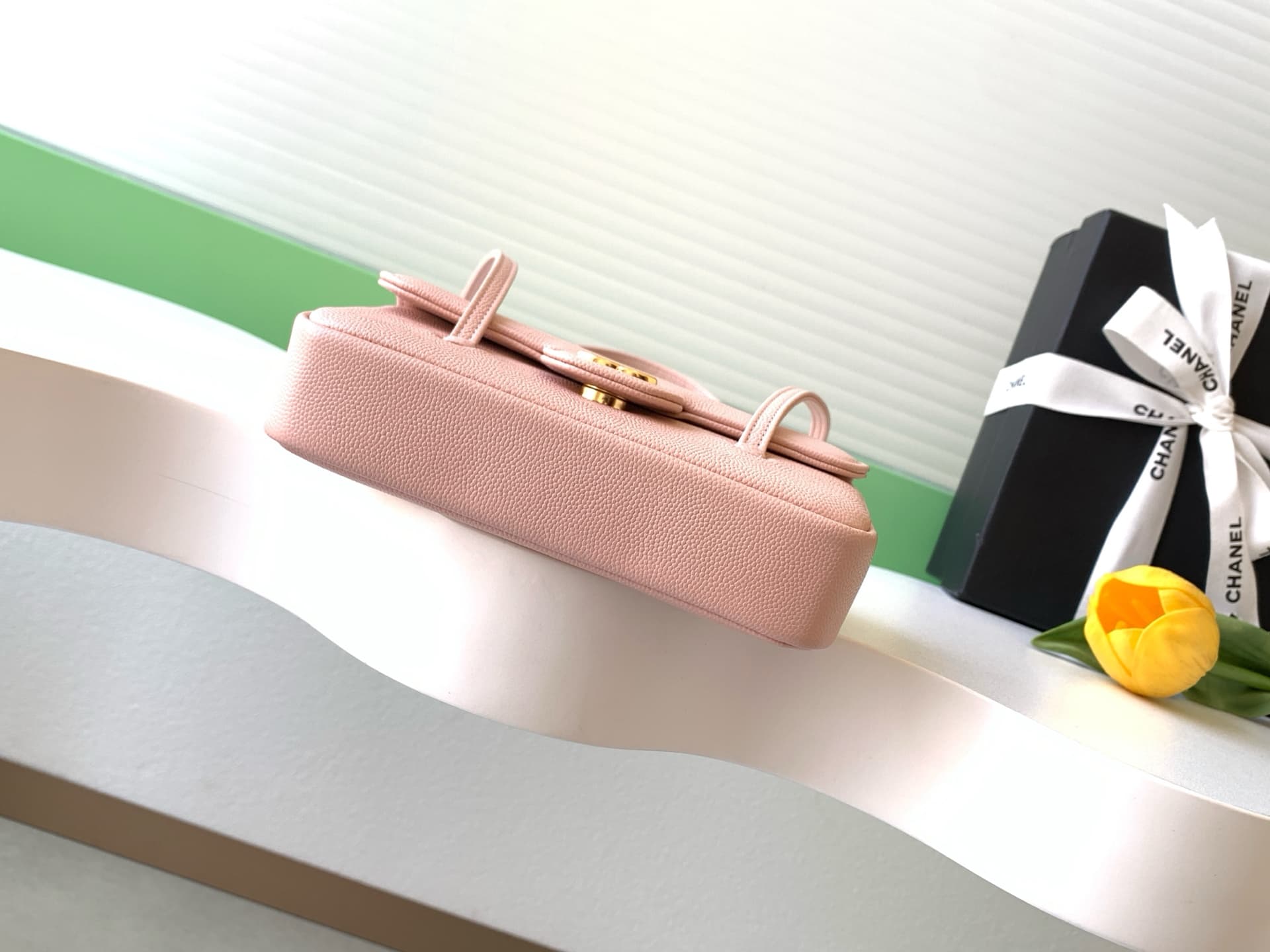 Chanel Clutch with Leather Strap Grained Shiny Calfskin & Gold-Tone Metal Pink AP5068 A