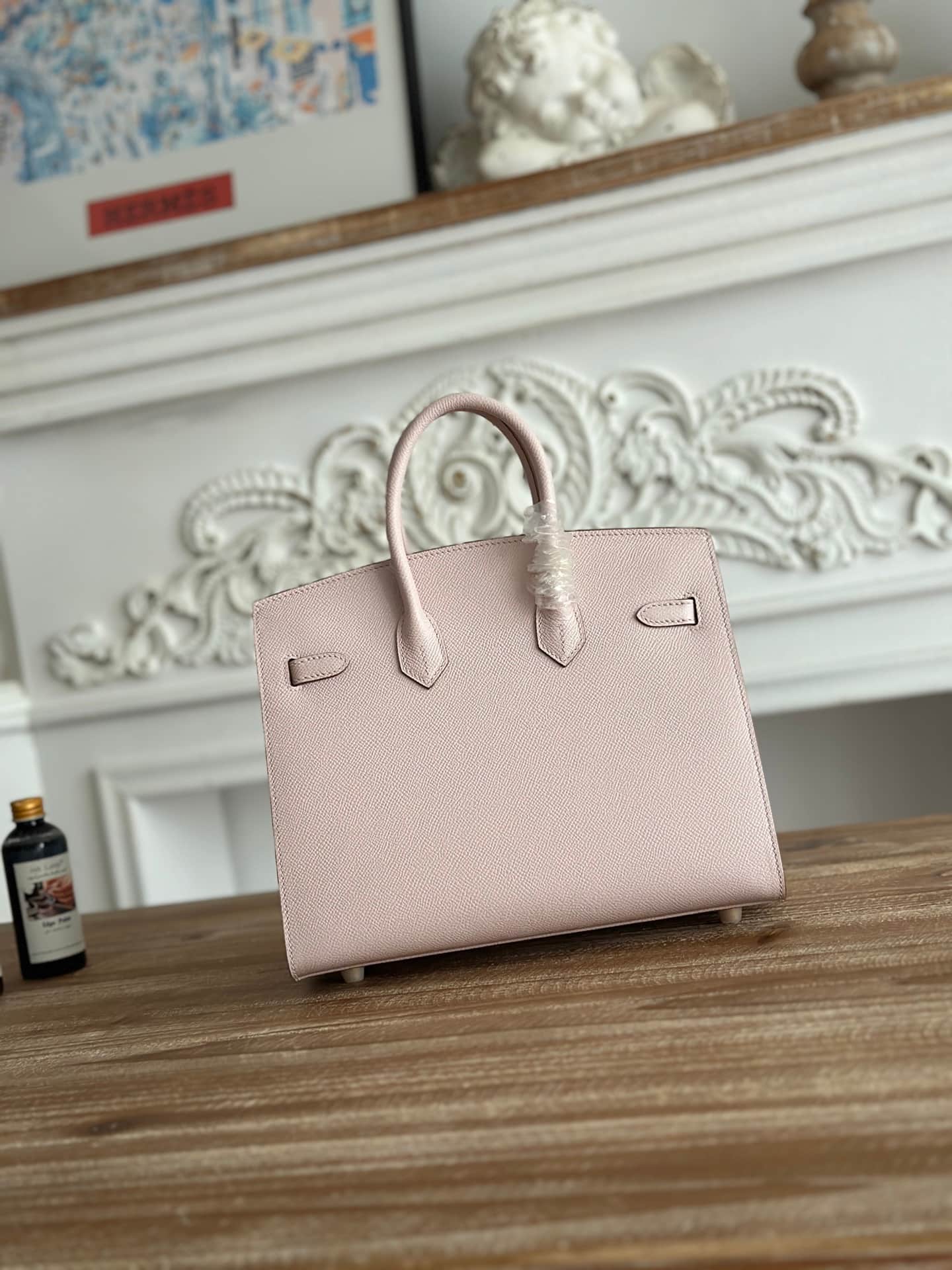 Hermes Birkin Sellier Bag 25/30 Epsom Leather WAX Mauve Pale Gold-Metal High