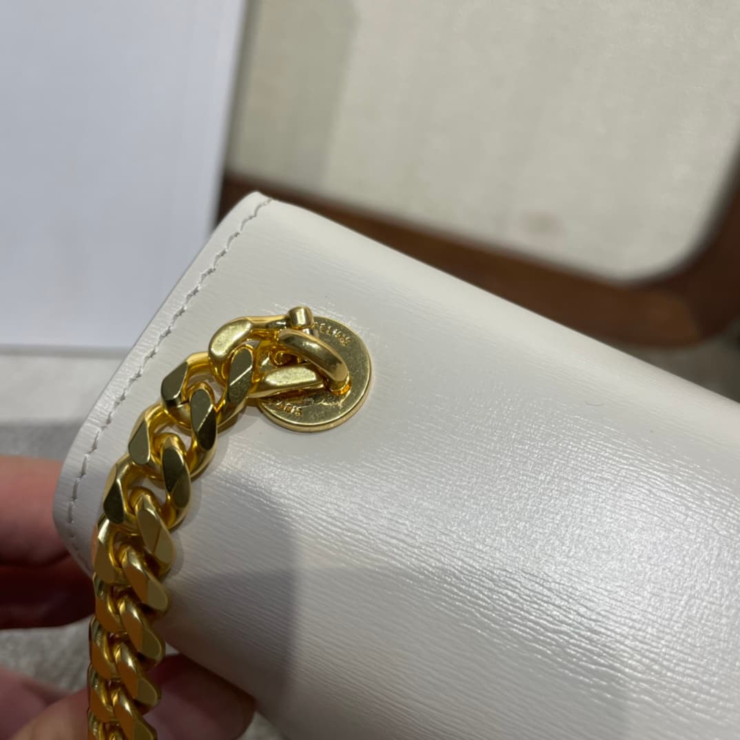 Celine Teen Besace Clea Bag in Shiny White Calfskin Leather High