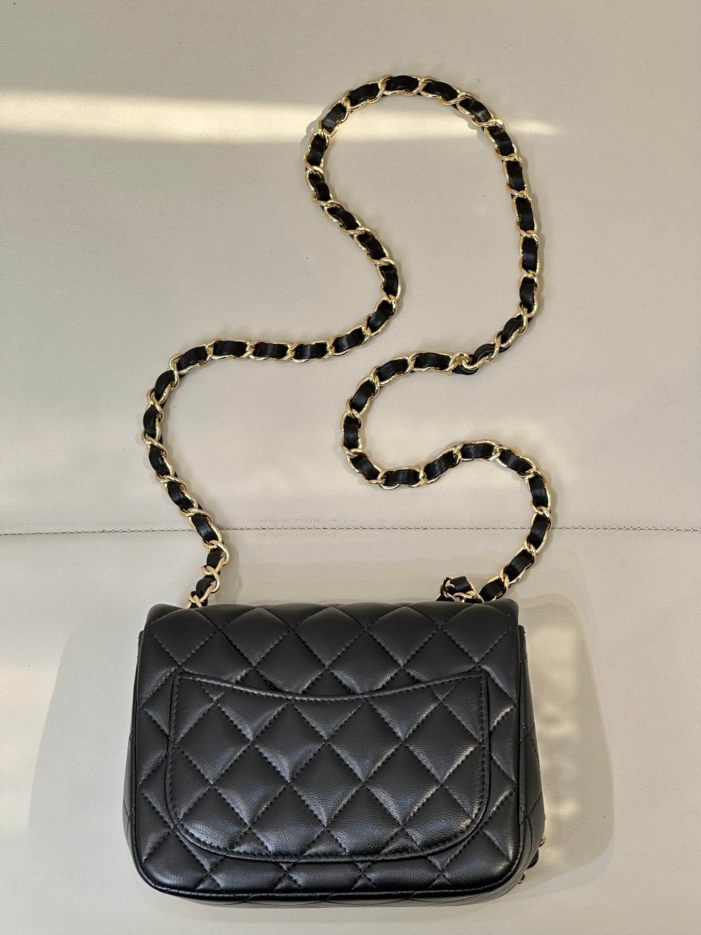 CHANEL Super Mini Classic Handbag Lambskin & Gold-Tone Metal A35200 Black TOP