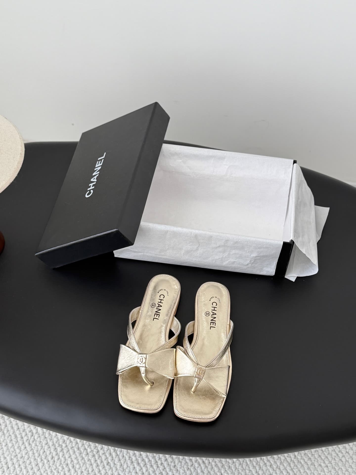 Chanel Bow Accent Sandals Shoes Women