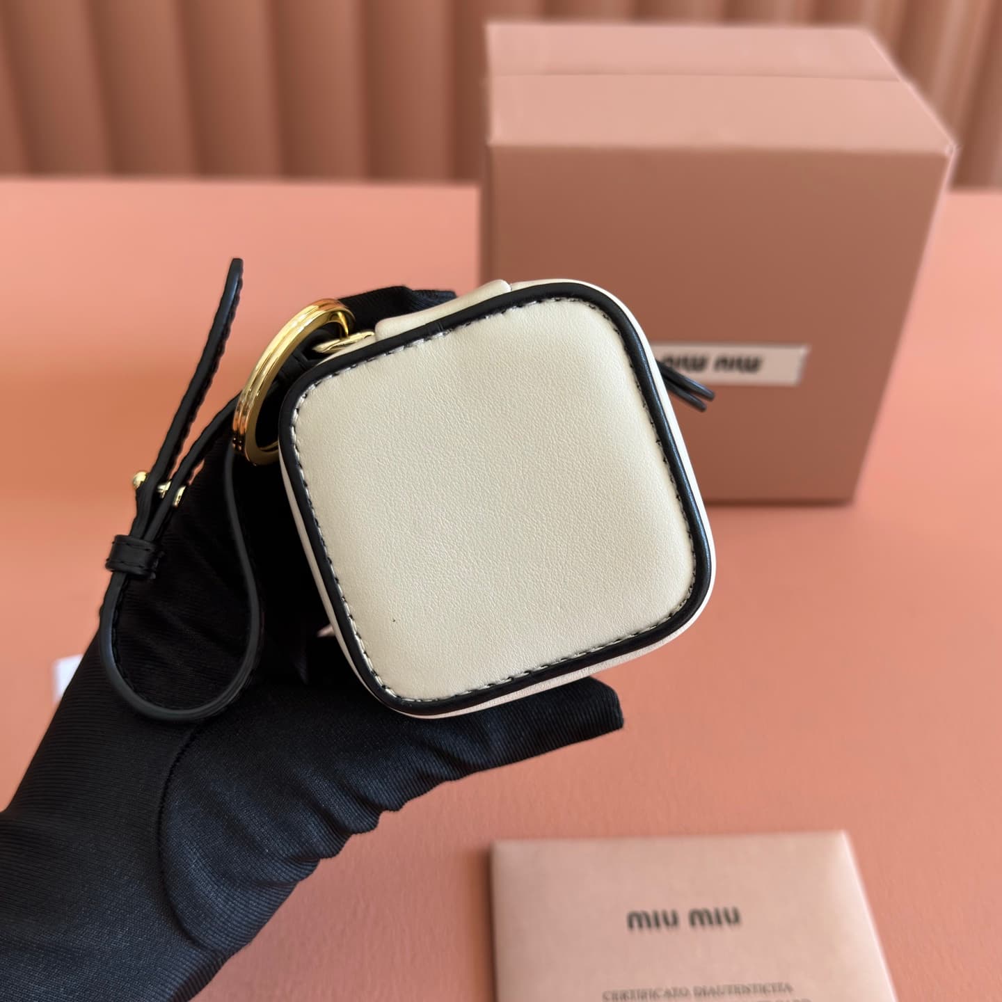 Miu Miu leather keyring pouch 5TL527 White TOP