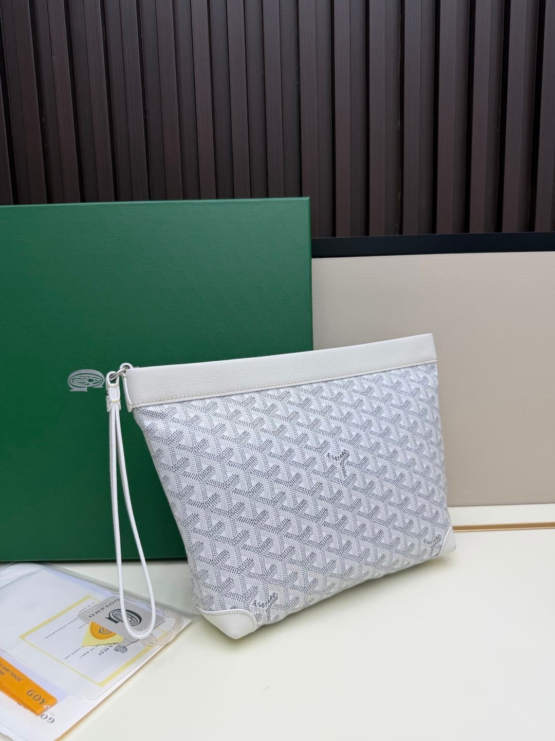 Goyard Conti pouch Goyardine canvas and Chevroches Calfskin Grey High