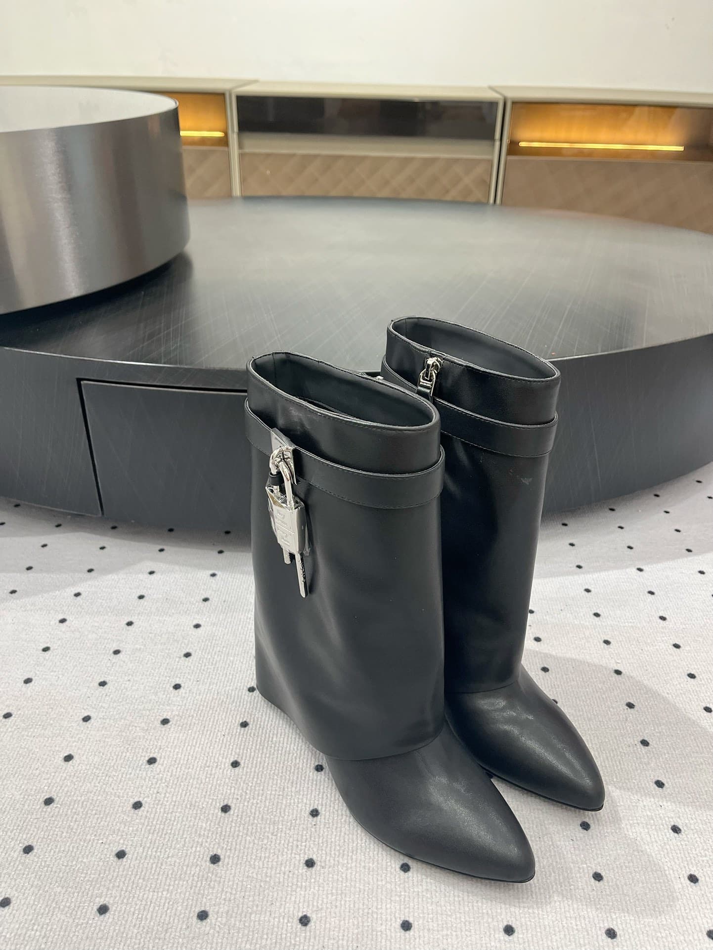 Givenchy Calfskin Shark Lock Ankle Boots Shoes Women