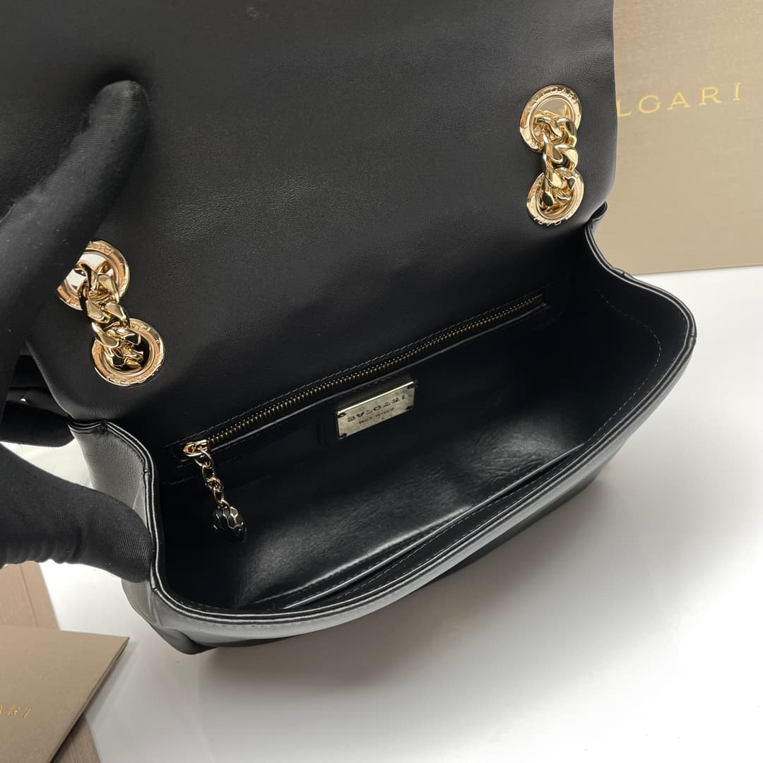 Bulgari Serpenti Cabochon Crossbody Bag in black leather high