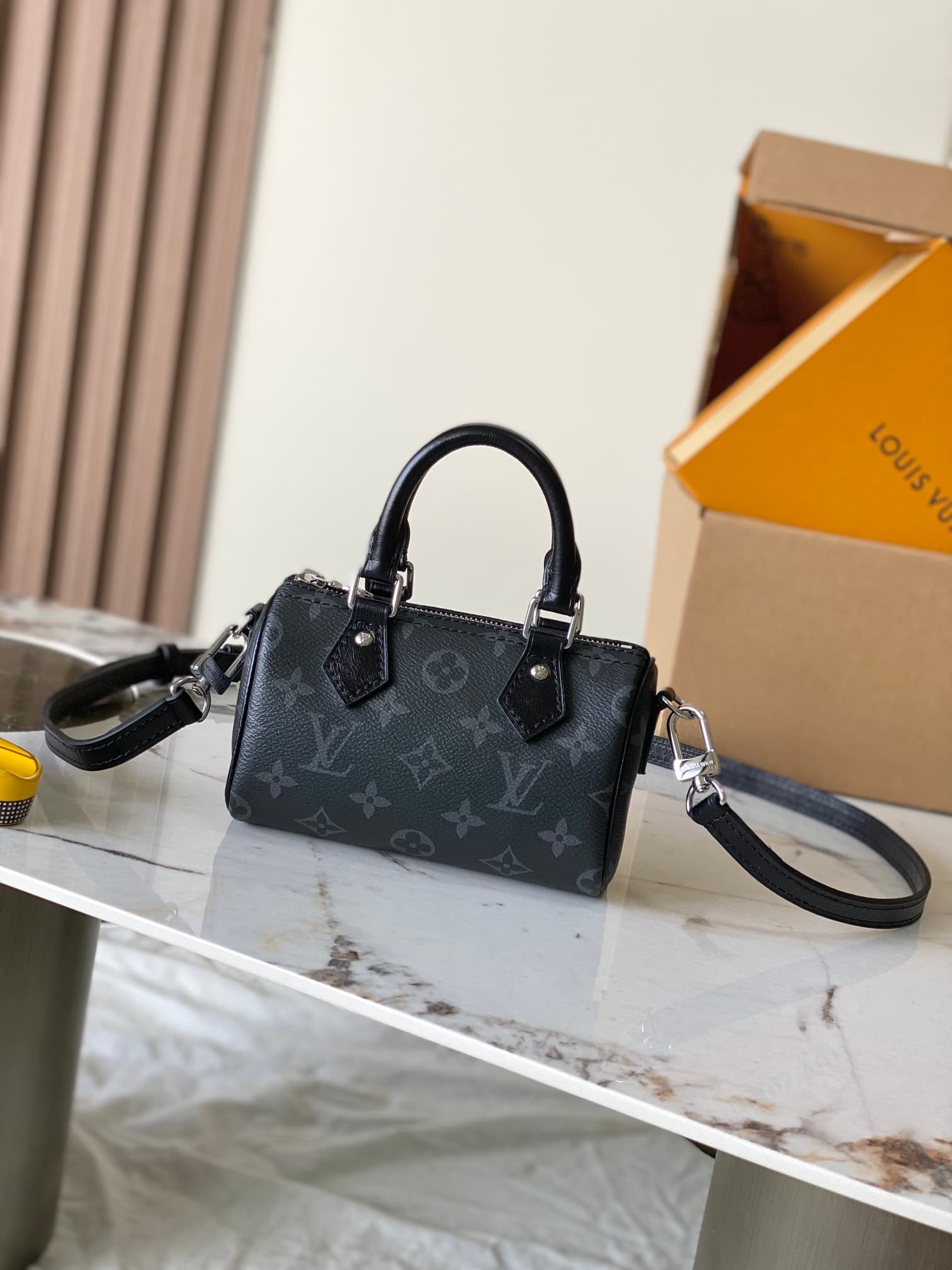 Louis Vuitton Nano Speedy Monogram Eclipse M26573 Black TOP