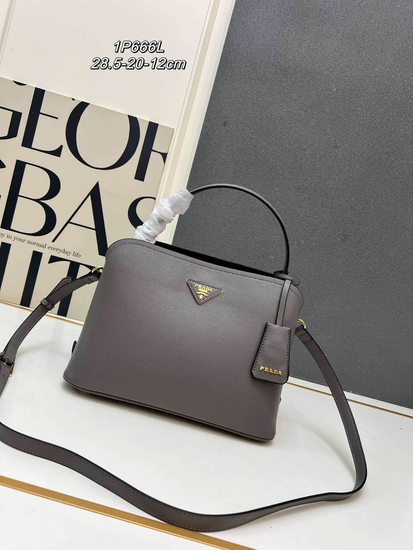 Prada Saffiano Leather Matinée Handbag Grey