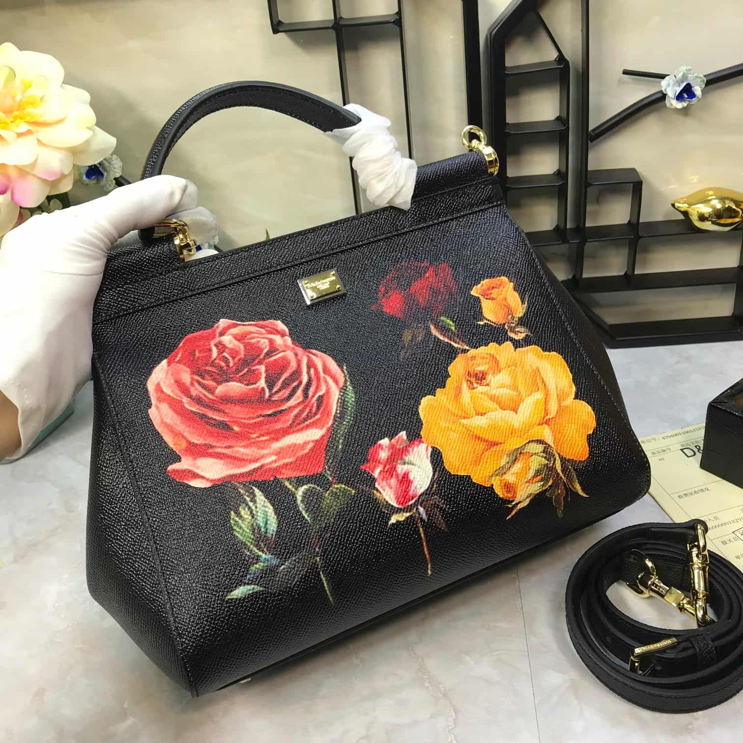 Dolce & Gabbana Miss Sicily top handle bag with multicolor print leather High