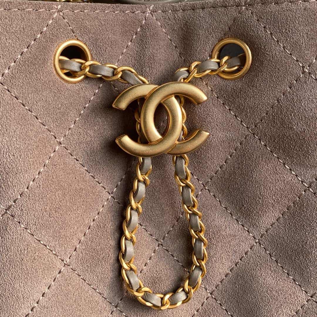 Chanel 25 Medium Hobo Medium handbag AS5311 Suede & Gold-tone Metal Beige High