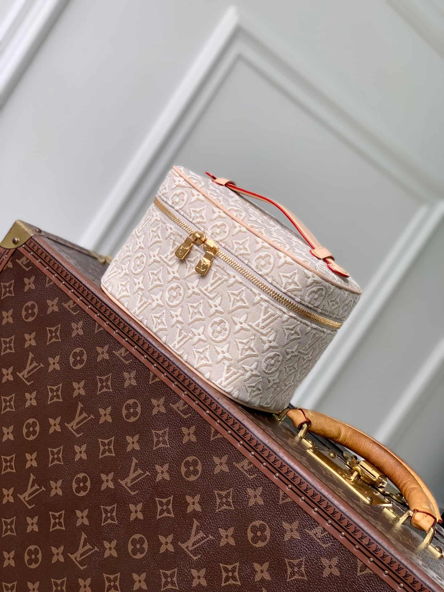 Louis Vuitton Nice Mini Rose Ruban Pink Monogram Emblème cotton canvas M29667 High