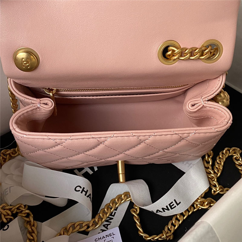 Chanel SUPERMINI FLAP BAG AS4040 Lambskin & Gold-Tone Metal Pink A