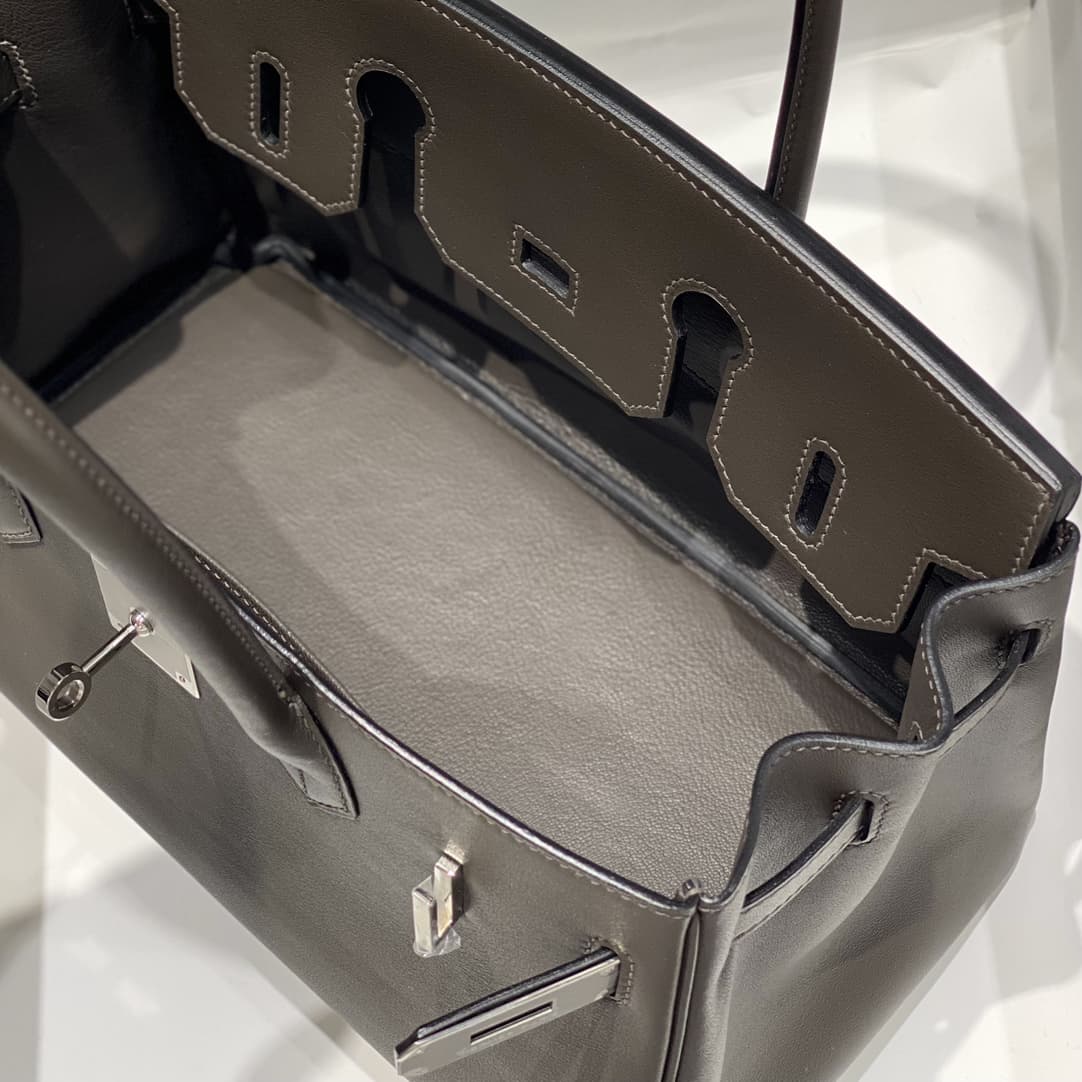 Hermes Shoulder Birkin 29 Swift leather Silver Metal WAX High