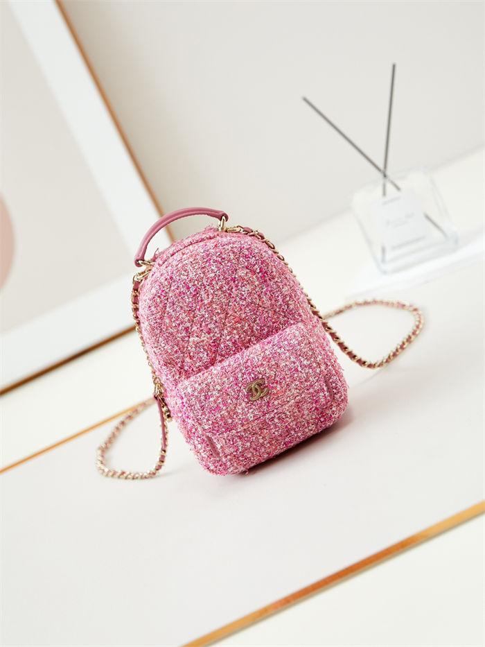 Chanel Mini Backpack Tweed Gold-Tone Metal AP3753 A