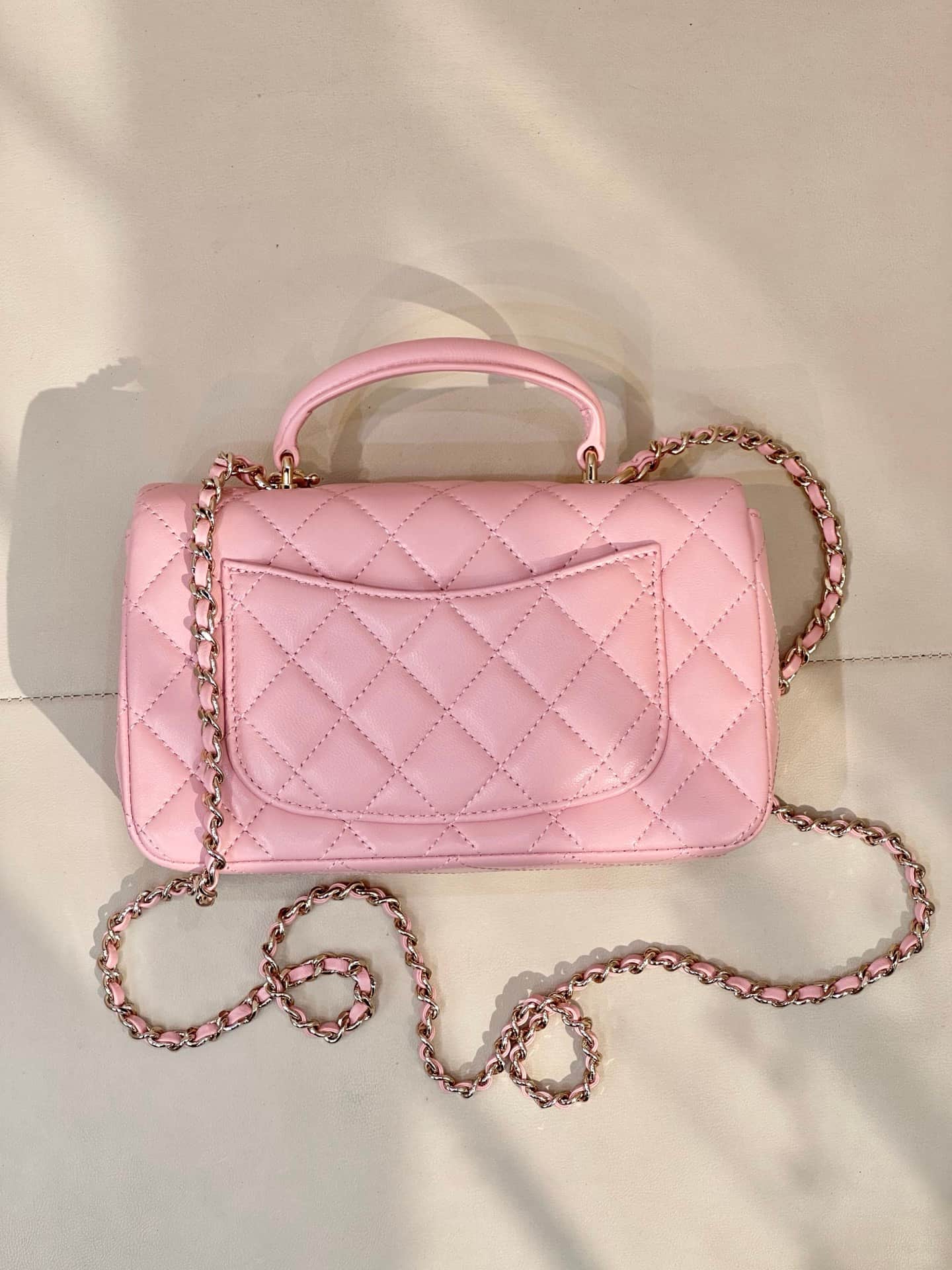 Chanel Mini Classic Handbag Lambskin Strass & Gold-Tone Metal AS2431 pink TOP