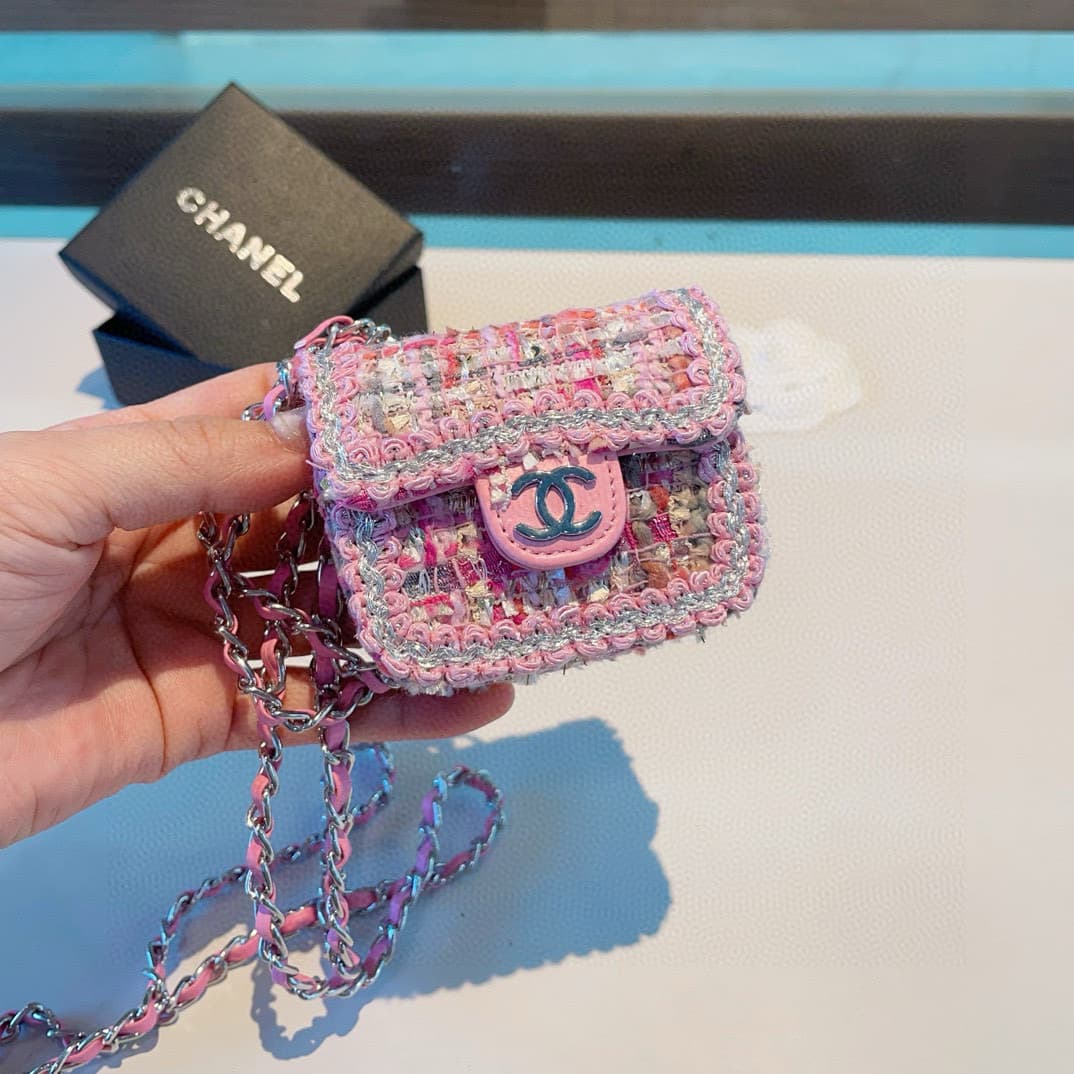 Chanel tweed interwoven chain AirPods cases