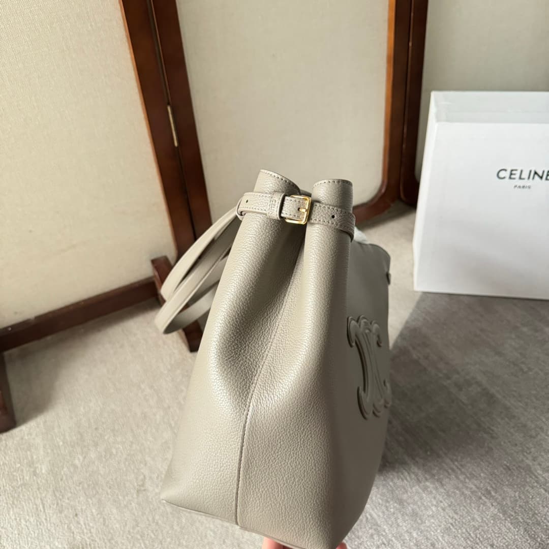 Celine Cabas Anais Tote Bag in Grey Grained Calfskin High