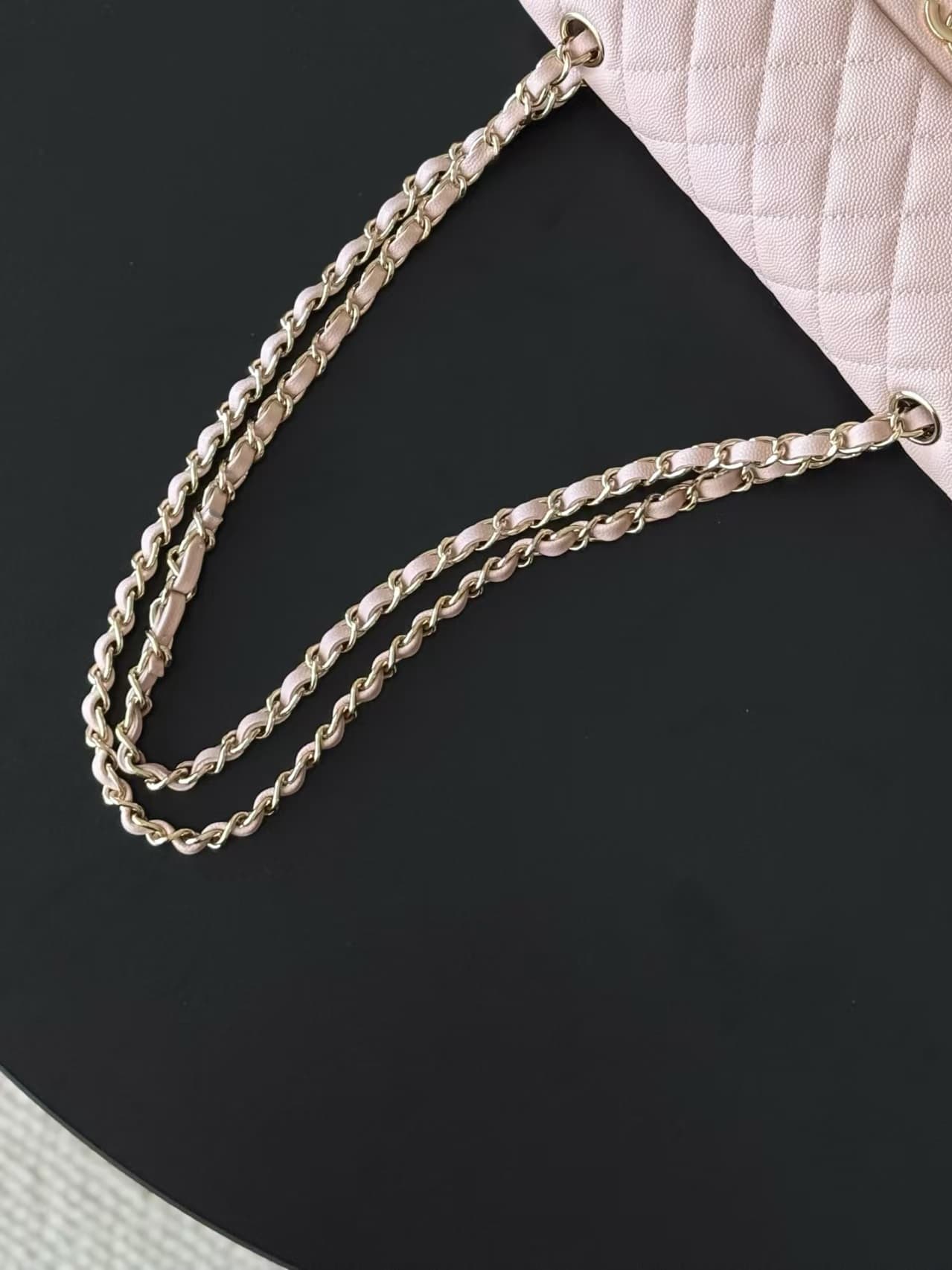 Chanel Small CLASSIC HANDBAG Grained Calfskin Gold-Tone Metal Pink 1117 TOP