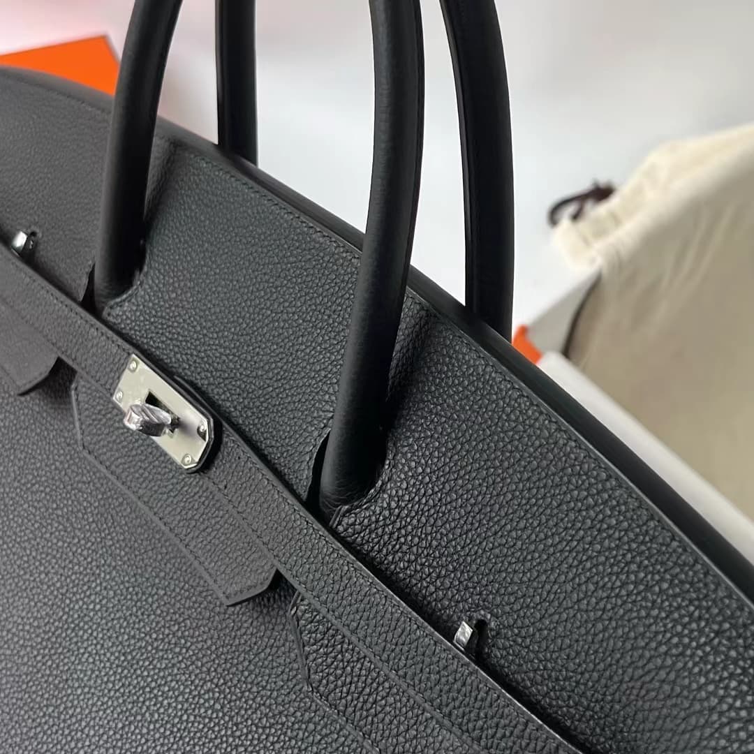Hermes Birkin 40cm Bag Togo Leather Silver/Gold Metal In Black WAX High Customizing Style