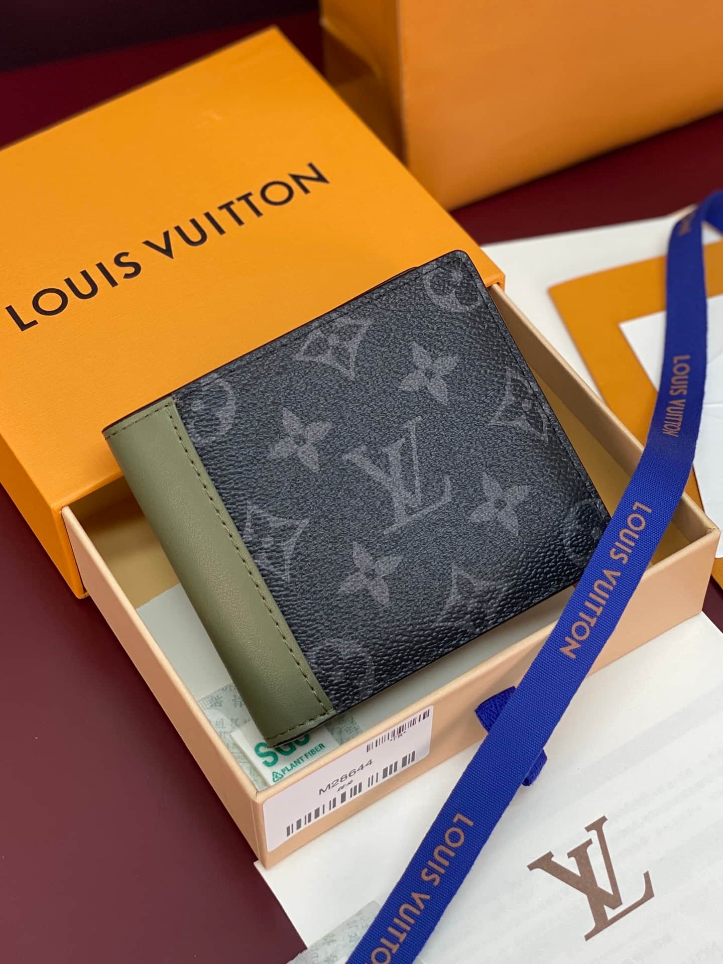 Louis Vuitton Slender Wallet Khaki Green Monogram Eclipse coated canvas M28644 High