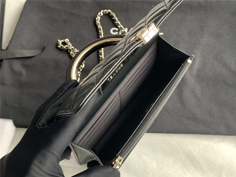 Chanel Wallet on Chain With Handle AP2844 Lambskin & Gold-Tone Metal Black A