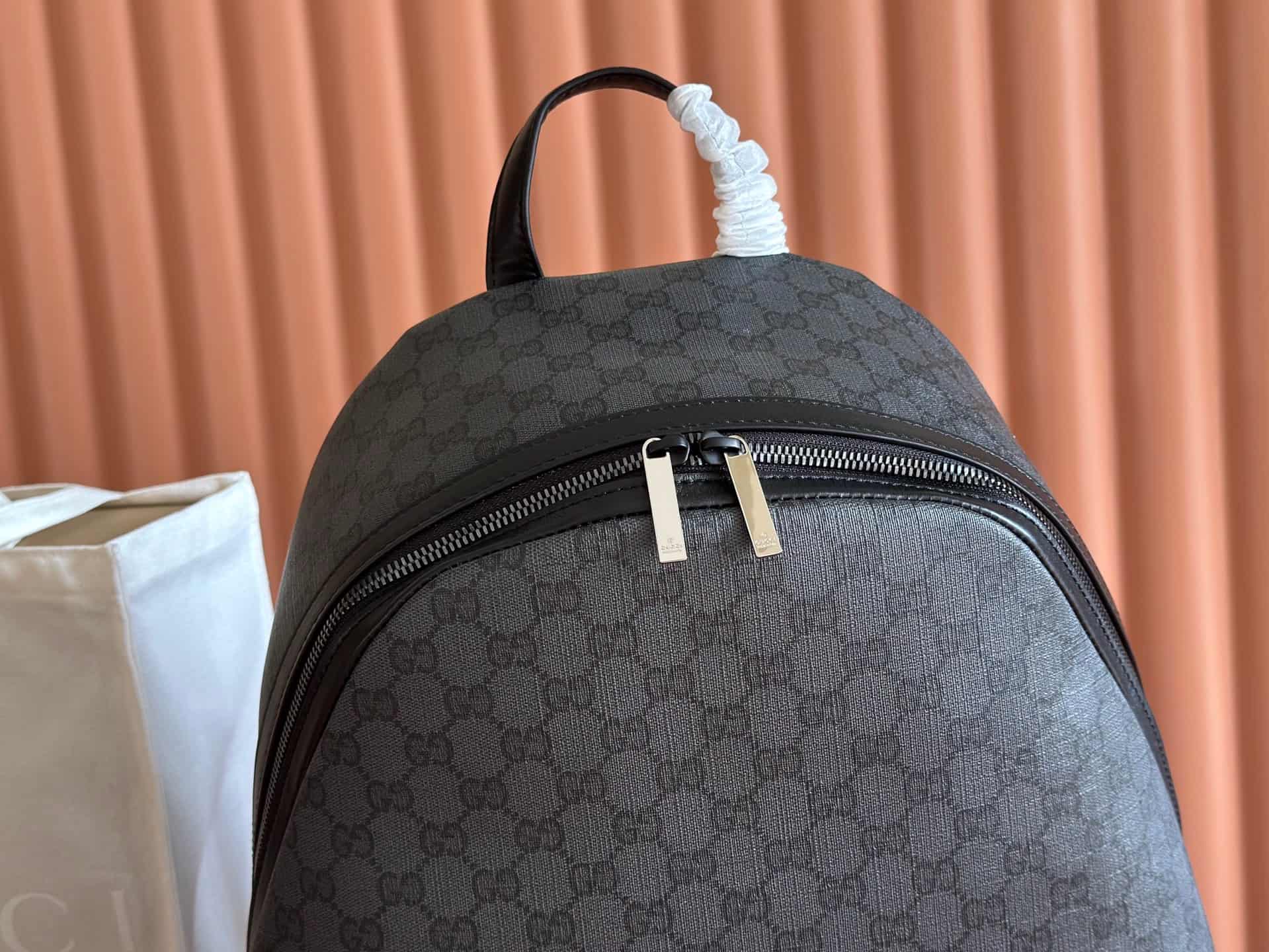 Gucci Essence Classic medium backpack Black GG coated canvas A0020S High