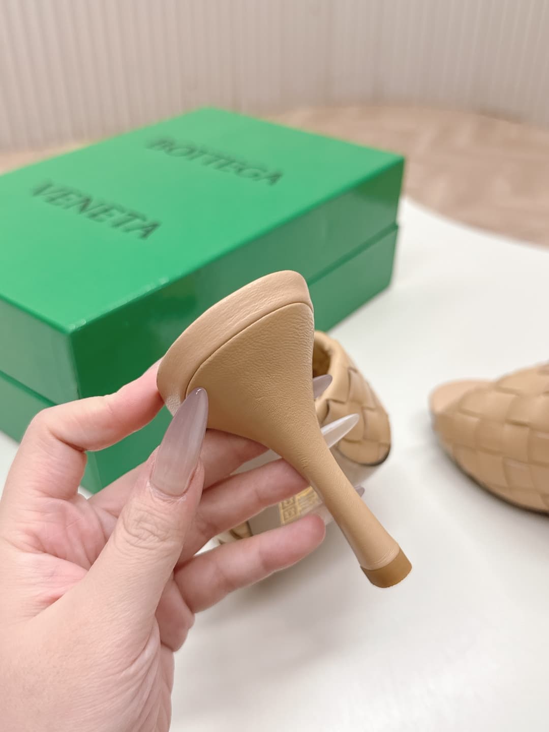 BOTTEGA VENETA Intrecciato Weave Leather Slides High Women