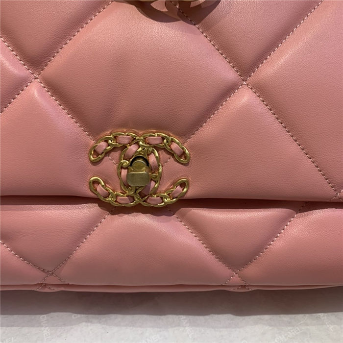 Maxi Chanel 19 Flap Bag Lambskin Pink High