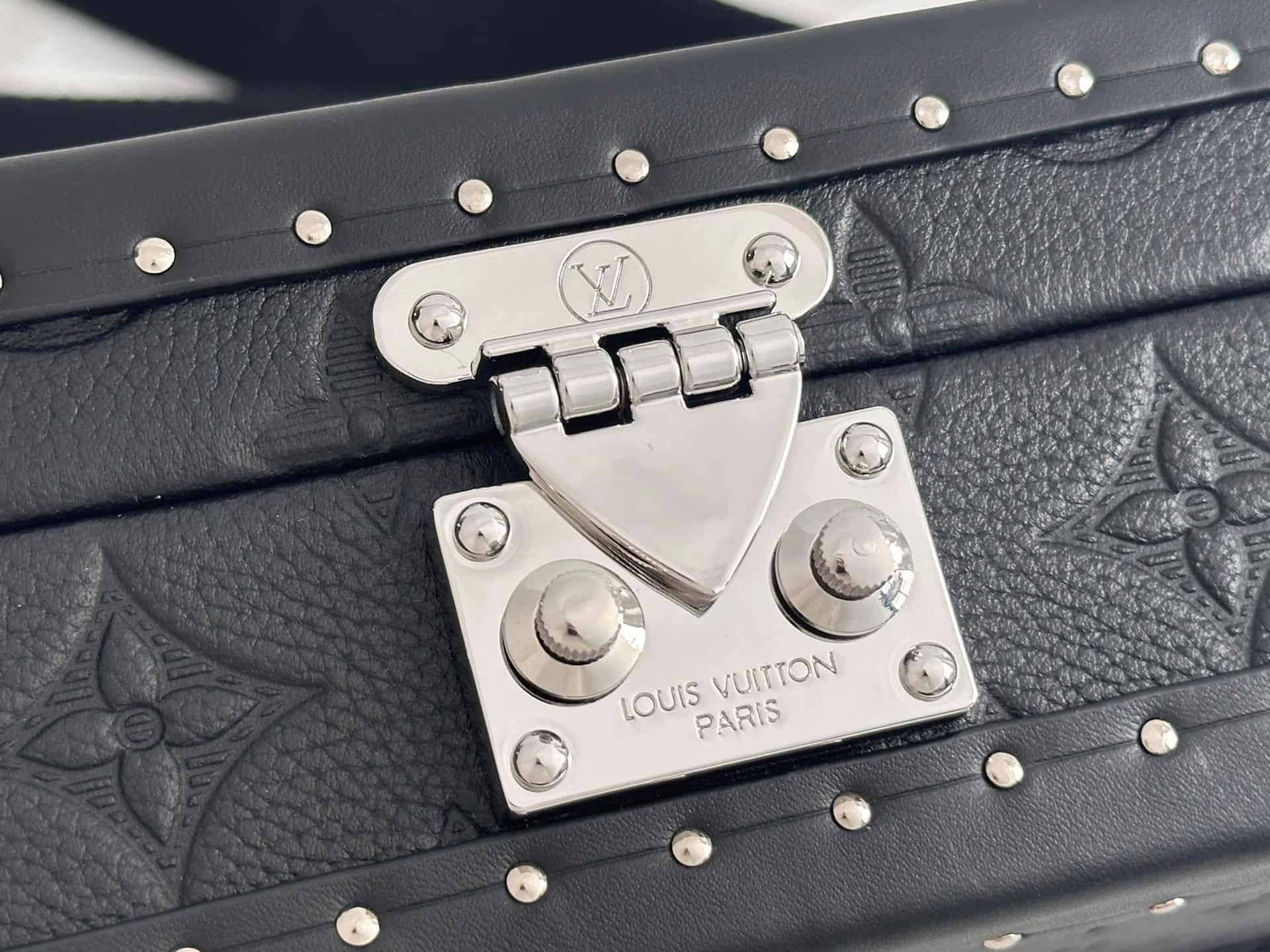 Louis Vuitton Clutch Box Monogram Shadow embossed cowhide leather M12876 High