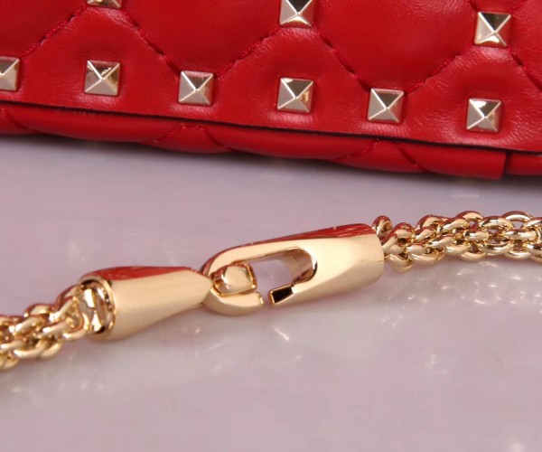 Valentino Large Free Spike Chain Bag Red High