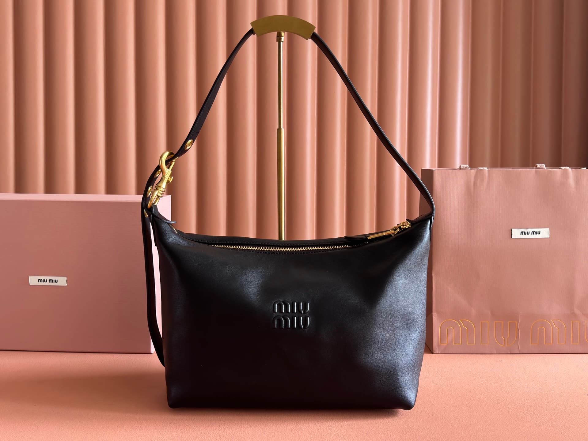 Miu Miu Spirit nappa leather bag Black 5BC217 High